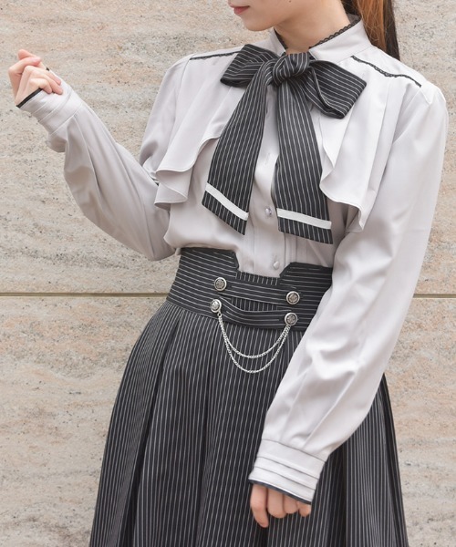 axes femme（アクシーズ ファム） ブラウス シャツ リボン×フラシ