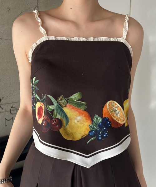 キャミソール MEDI FRUIT SCARF PATTERN CAMI TOPの画像