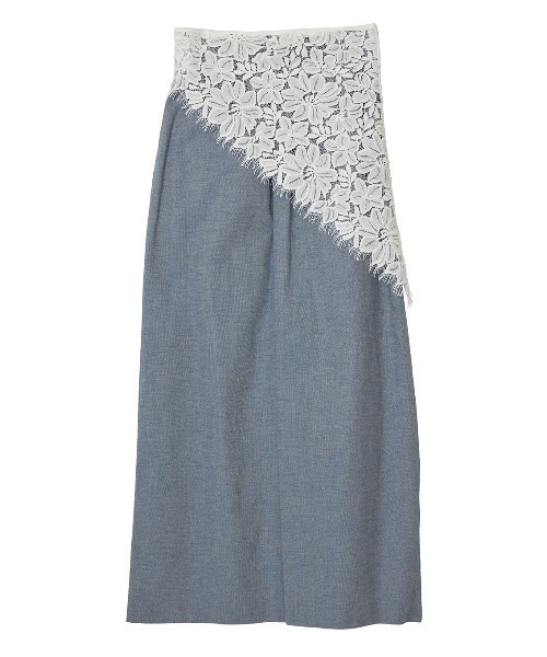 Ameri（アメリ） スカート MELANGE STRAIGHT SKIRT WITH LACE SCARF