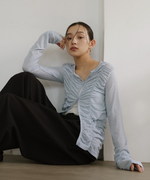 tシャツ フロントギャザートップス レディースの画像