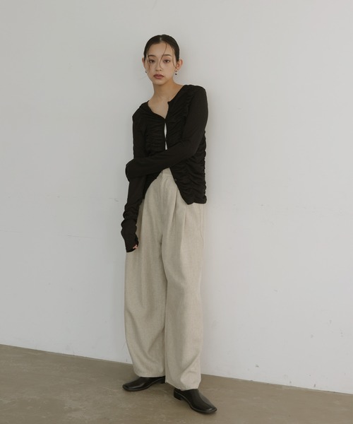 tシャツ フロントギャザートップス レディースの画像