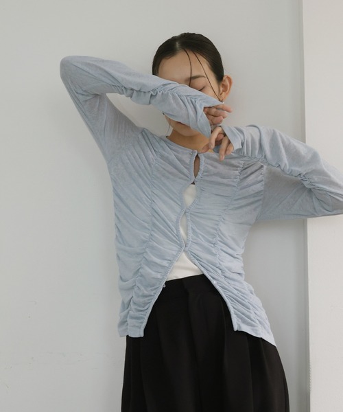 tシャツ フロントギャザートップス レディースの画像