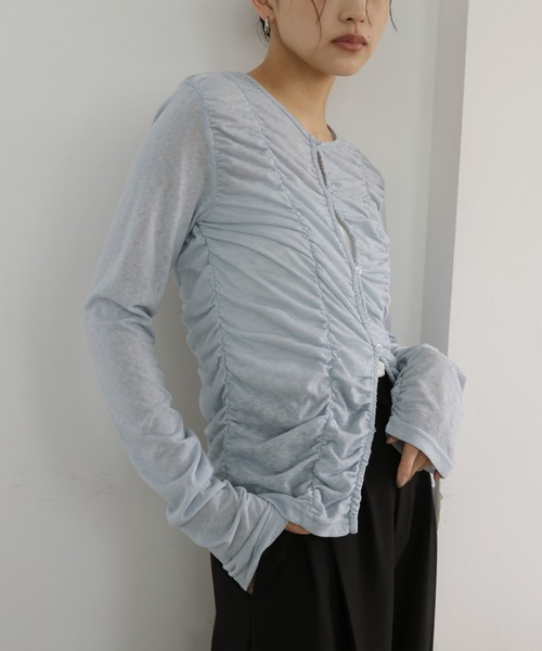 tシャツ フロントギャザートップス レディースの画像