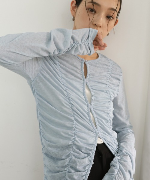 tシャツ フロントギャザートップス レディースの画像