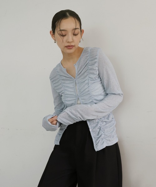 tシャツ フロントギャザートップス レディースの画像