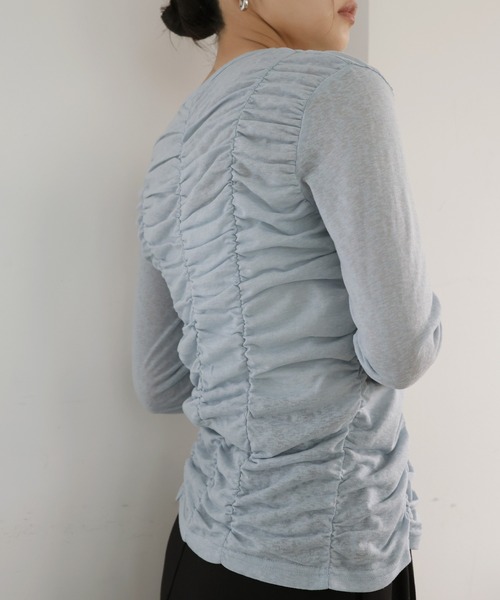tシャツ フロントギャザートップス レディースの画像
