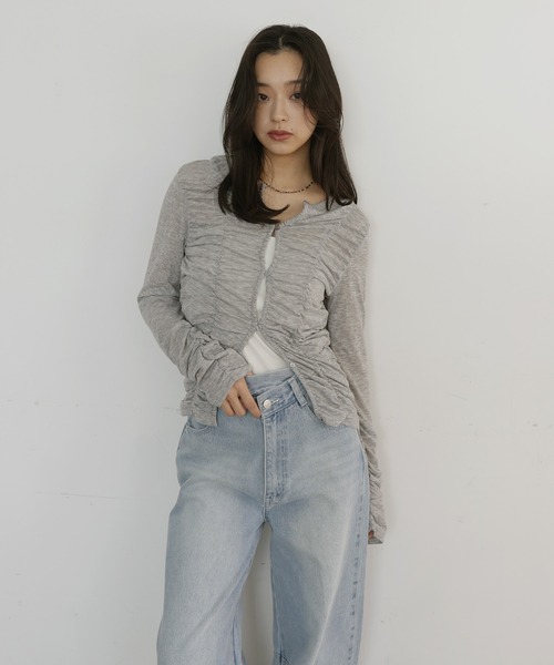 tシャツ フロントギャザートップス レディースの画像