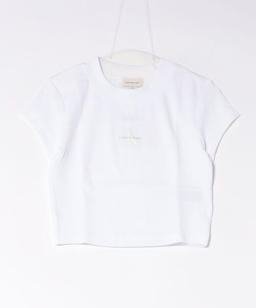 カルバンクライン　ショート丈　クロップド丈　ホワイト　ハイネック Calvin Klein（カルバン・クライン） tシャツ 半袖Tシャツ ショート丈