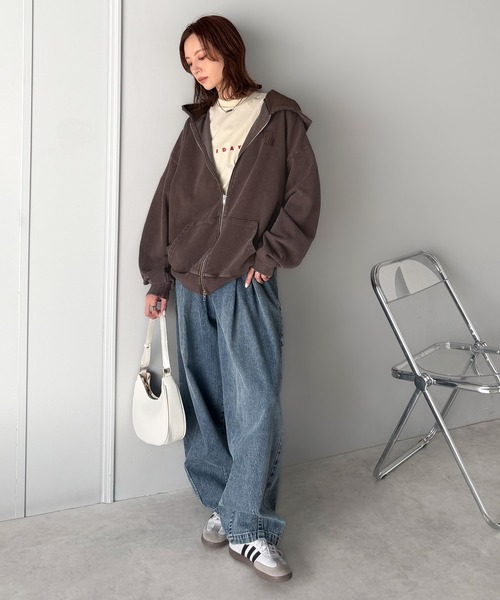 「Java」 ジップアップパーカー MEDIUM チャコール レディース_画像6