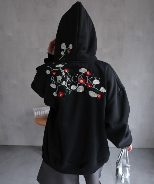「CREARE -LINO-」 プルオーバーパーカー X-LARGE ブラック レディース_画像4