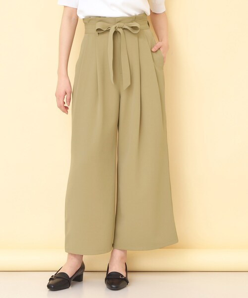 index（インデックス） ワイドパンツ パンツ リボンベルト付カラー