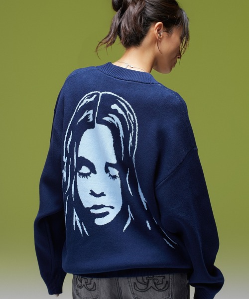 X-girl（エックスガール） カーディガン FACE BACK JACQUARD KNIT
