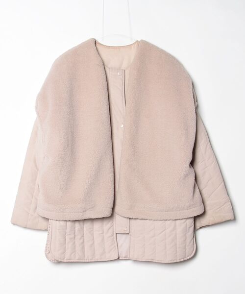 【SCAPA】新品　シルク混　ライトベージュ ノーカラージャケット 肌色　M moment+ ノーカラージャケット M ライトベージュ レディース