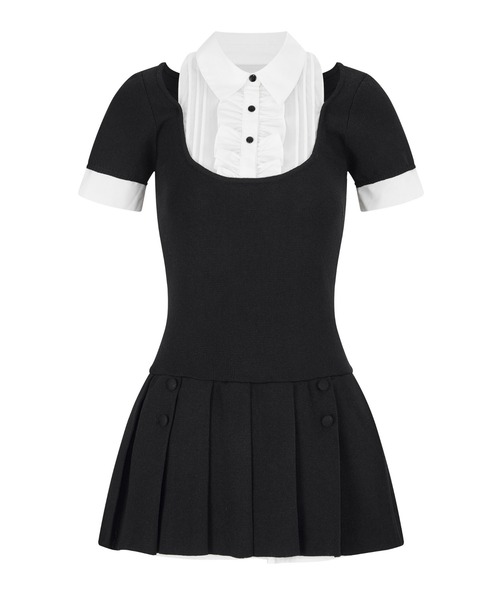 【新品未開封】Grace Pleated Docking Mini Dress ANDWANG ワンピース 半袖 Grace Pleated Docking Mini Dress