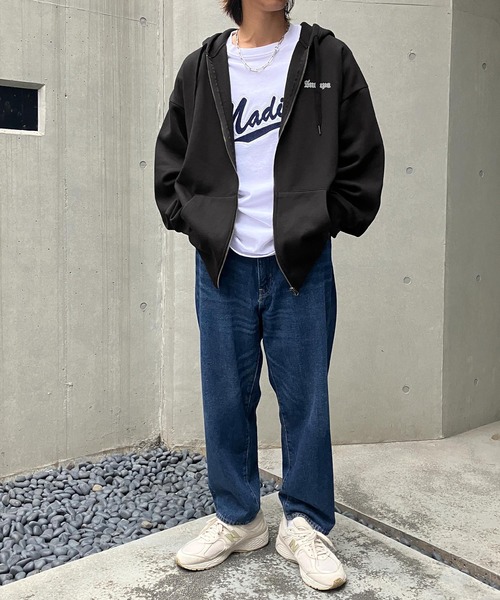 Snap club パーカー 「Snap club」裏起毛ワンポイント刺繍ロゴ