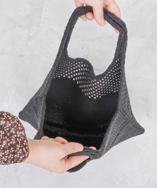 Lace Ladies ショルダーバッグ バッグ 大容量 透かし編みニット