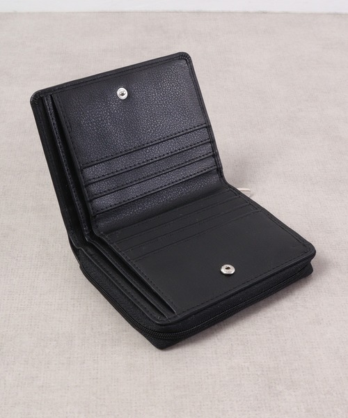 専用ショート財布 マネークリップ　フラワーコンチョボタン 黒　ブラック FUNALIVE 財布 K SELECT シンプルブラックシリーズ レザー GOAT