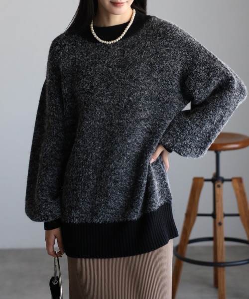 ニット セーター ミンク風フェザーニットTOPS/トップス レディース