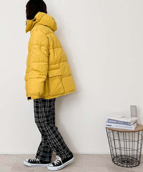 ダウンジャケット ダウン ポリリップストップ 中綿フーテッド