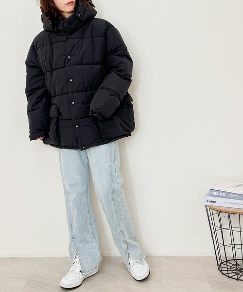 ダウンジャケット ダウン ポリリップストップ 中綿フーテッド