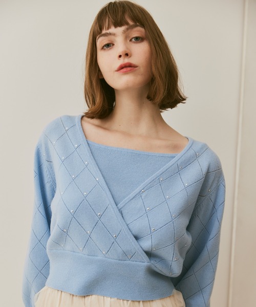 ニット セーター 「LOULOU WILLOUGHBY」レイヤードカシュクールプルオーバー レディース