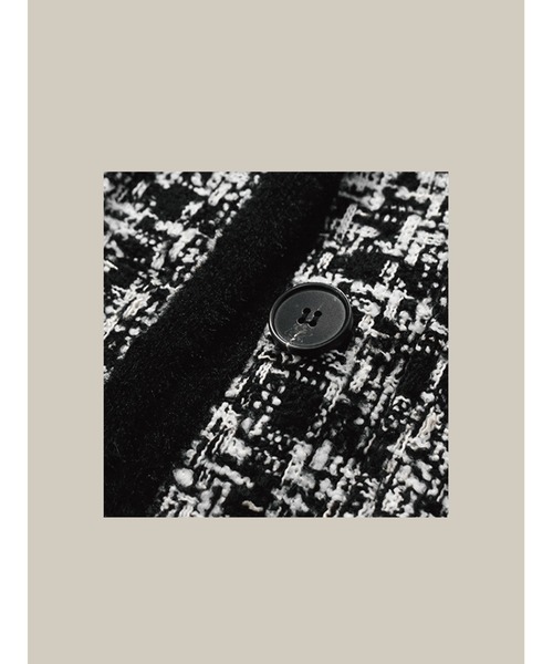 LA POMME petit（ラポミ・プチ） コート アウター Ribbon Piping Tweed