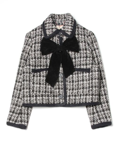 LA POMME petit(ラポミ・プチ) コート アウター Ribbon Piping Tweed LA POMME petit(ラポミ・プチ) コート アウター Ribbon Piping Tweed