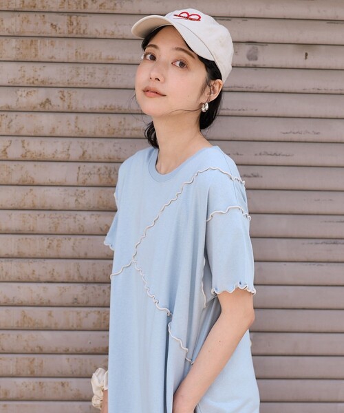メロウワンピース セール】配色メローワンピース/Tシャツワンピース（ワンピース