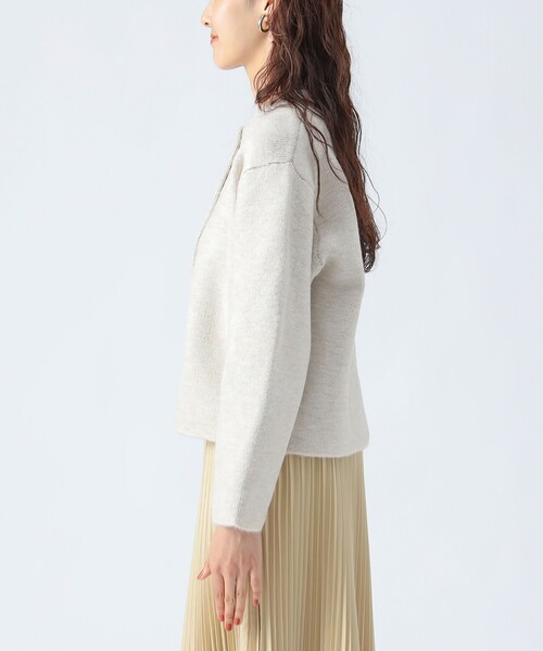 カーディガン ダブルフェイス クルーニット カーディガン レディース BEAMS HEART カーディガン ダブルフェイス クルーニット