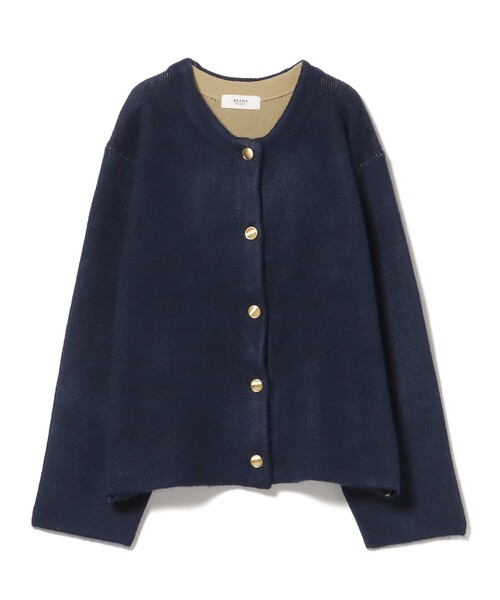 カーディガン ダブルフェイス クルーニット カーディガン レディース BEAMS HEART カーディガン ダブルフェイス クルーニット