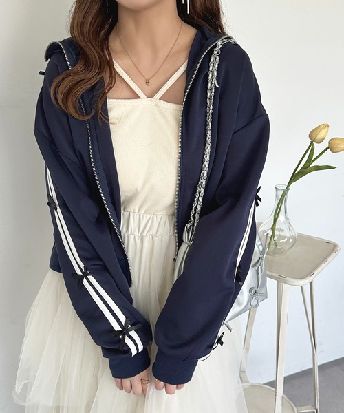 PARTIMENTO WOMEN シアーリボントラックジャケット PARTIMENTO WOMEN シアーリボントラックジャケット
