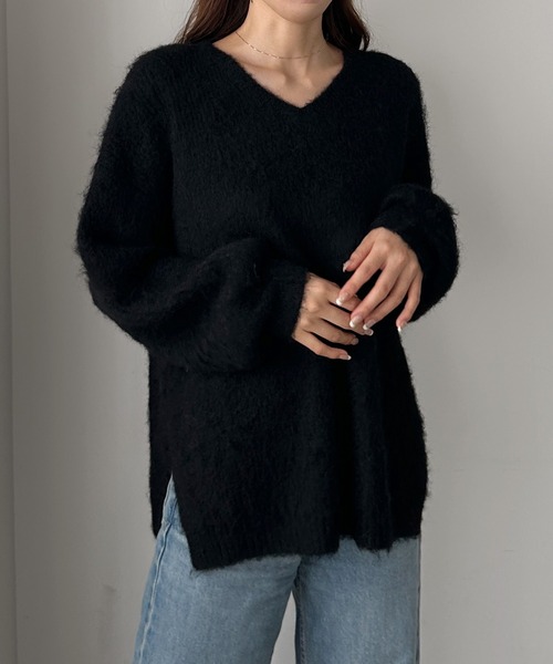 Louere（ルエレ） ニット セーター Vネックシャギーニット レディース