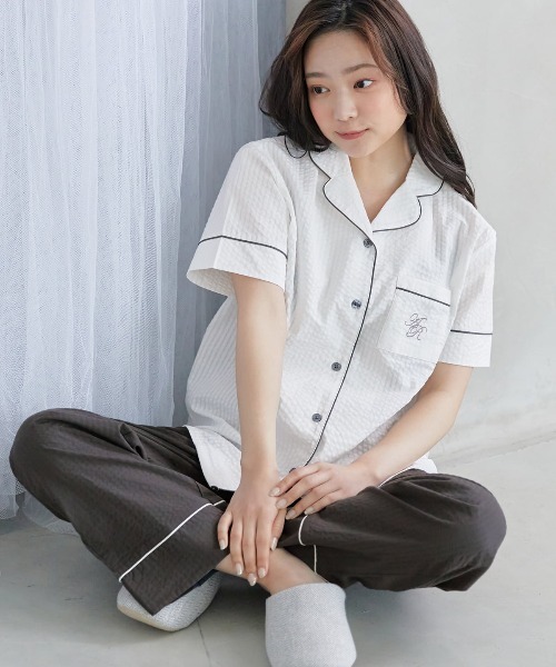 PETIT BATEAU パジャマ ルームウェア プリント長袖パジャマ