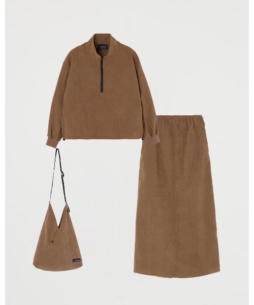 tシャツ 「THOUSAND MILE」HALF ZIP T-SHIRT ＆ SLIT SKIRT SET CODUROY / ハーフジップ ティーシ セール】【THOUSAND MILE】HALF ZIP T-SHIRT & SLIT SKIRT SET