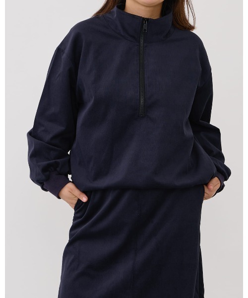 tシャツ 「THOUSAND MILE」HALF ZIP T-SHIRT ＆ SLIT SKIRT SET CODUROY / ハーフジップ ティーシ セール】【THOUSAND MILE】HALF ZIP T-SHIRT & SLIT SKIRT SET