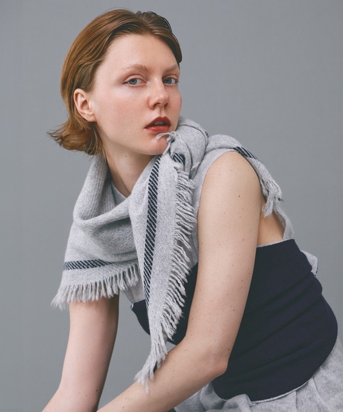 Elegancese マフラー ストール 「elegancese」square fringe カシミヤ