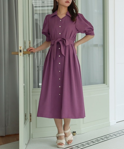 ASTORIA ODIER ワンピース リネンライクシャツワンピース