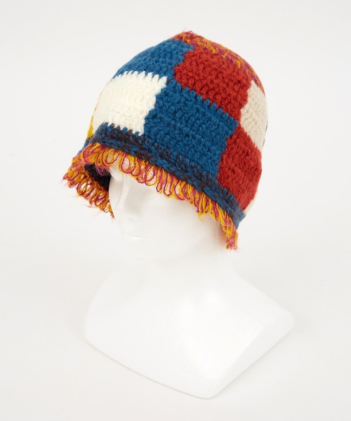 帽子 ハット an meets zakka カラフルブロックチェックニットハット