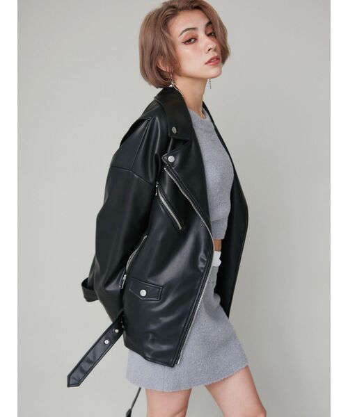 EVRIS レザージャケット ライダース ルーズシルエットライダース
