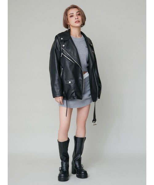 EVRIS（エヴリス） レザージャケット ライダース ルーズシルエット