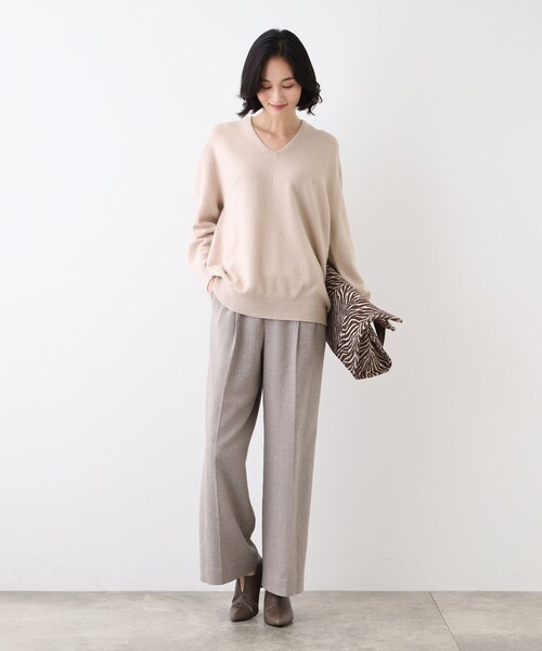 ニット セーター 「洗える/カシミヤ混/日本製」Vネックコクーンシルエットニット レディース INDIVI ニット セーター 「洗える/カシミヤ混/日本製」Vネック