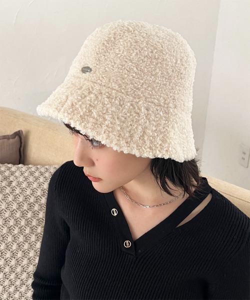 帽子 ハット チャーム付きボアバケットハット レディース : ZOZOTOWN