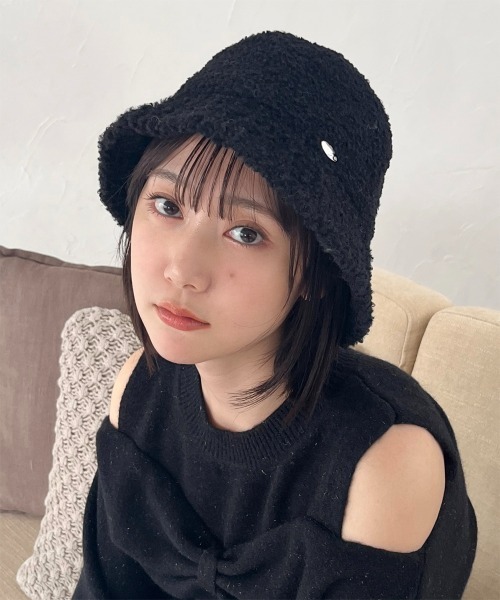帽子 ハット チャーム付きボアバケットハット レディース : ZOZOTOWN