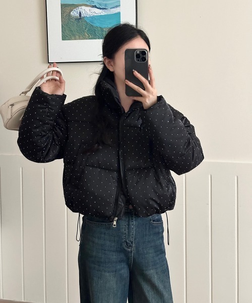 by muni:r ダウン ダウンジャケット ドットキュービックショートダウン