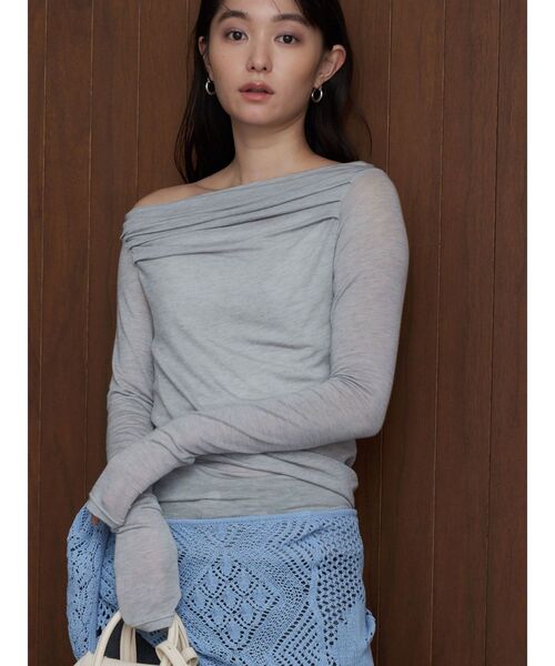 OUNNOUN tシャツ 「OUNNOUN」ドレープセミシアーオフショル2WAY
