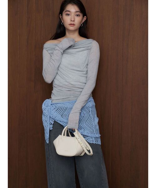 tシャツ 「2WAY」オフショルカットソー レディース FREE'S MART tシャツ 2WAYシャーリングオフショルカットソー