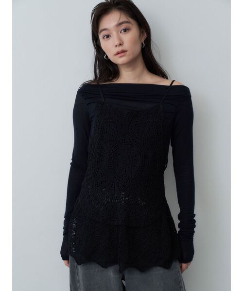 OUNNOUN tシャツ 「OUNNOUN」ドレープセミシアーオフショル2WAY
