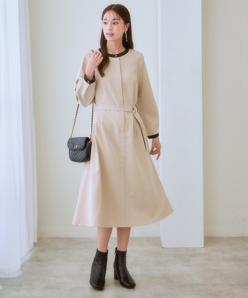 7days Life Styling ワンピース 入園式 ベルト付き配色ワンピース