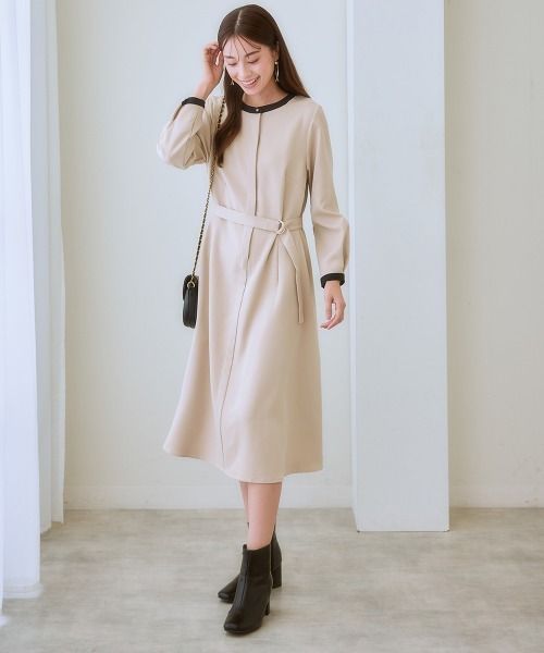 7days Life Styling ワンピース 入園式 ベルト付き配色ワンピース