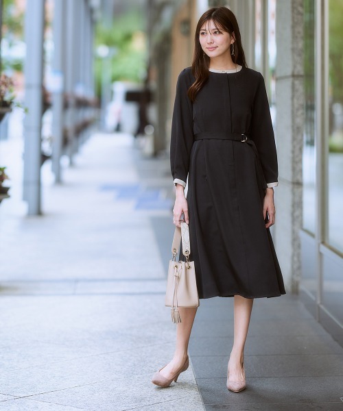 7days Life Styling ワンピース 入園式 ベルト付き配色ワンピース